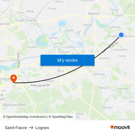 Saint-Fiacre to Lognes map