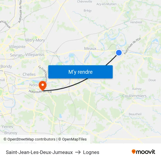 Saint-Jean-Les-Deux-Jumeaux to Lognes map