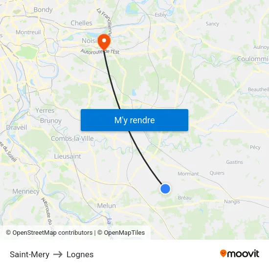 Saint-Mery to Lognes map