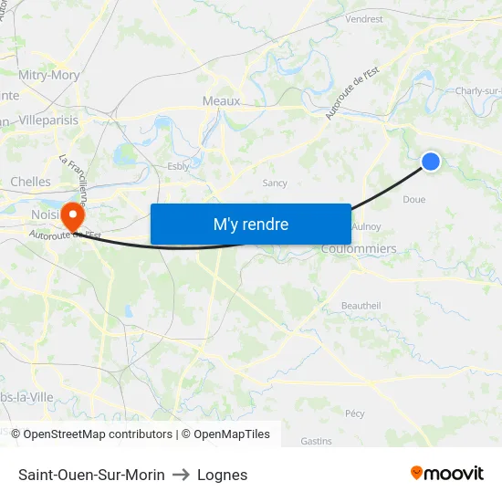 Saint-Ouen-Sur-Morin to Lognes map