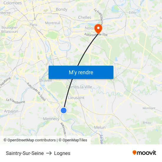 Saintry-Sur-Seine to Lognes map