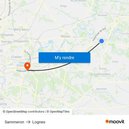 Sammeron to Lognes map
