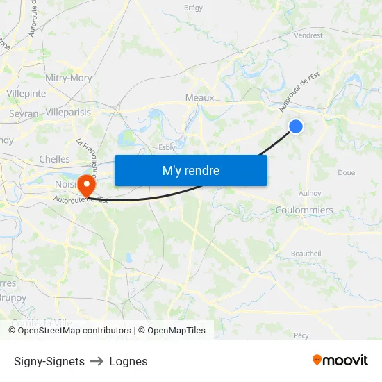 Signy-Signets to Lognes map
