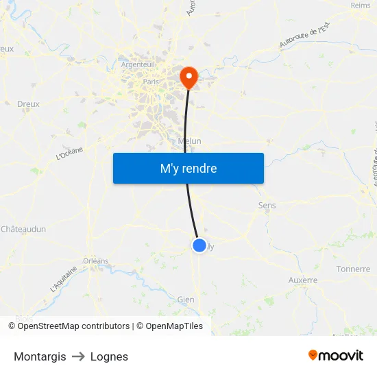 Montargis to Lognes map