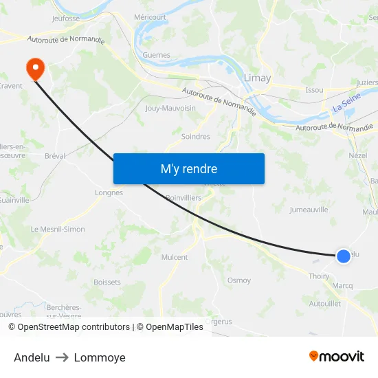 Andelu to Lommoye map