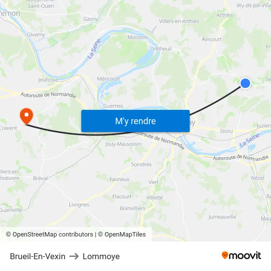 Brueil-En-Vexin to Lommoye map