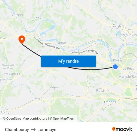 Chambourcy to Lommoye map