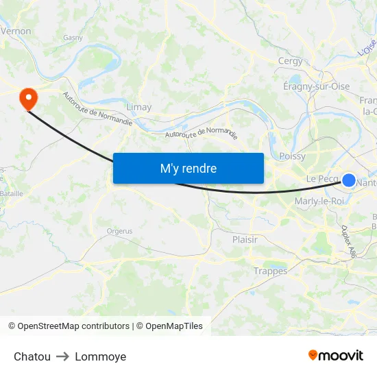 Chatou to Lommoye map