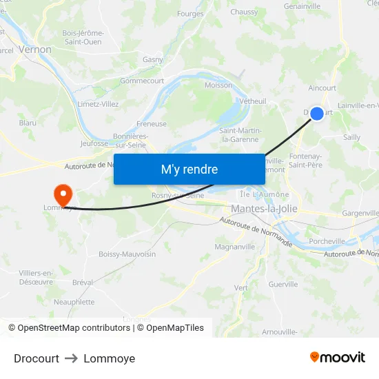 Drocourt to Lommoye map