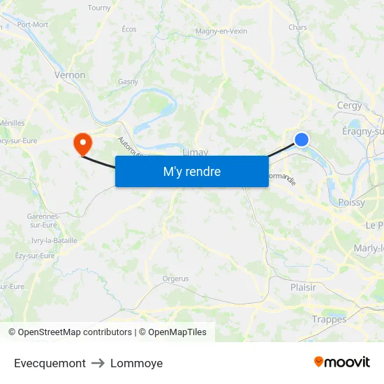 Evecquemont to Lommoye map