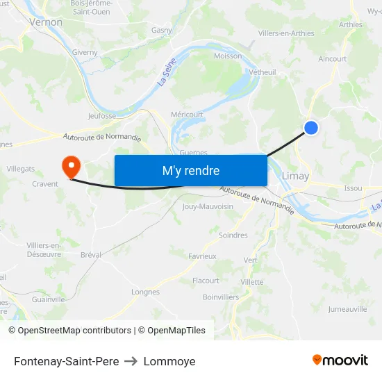 Fontenay-Saint-Pere to Lommoye map