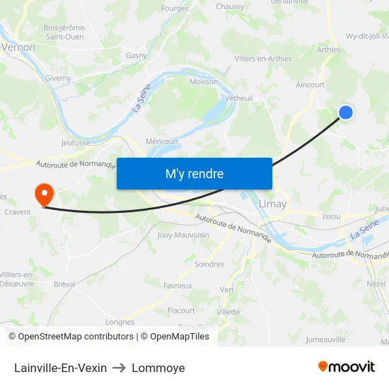 Lainville-En-Vexin to Lommoye map