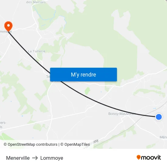 Menerville to Lommoye map