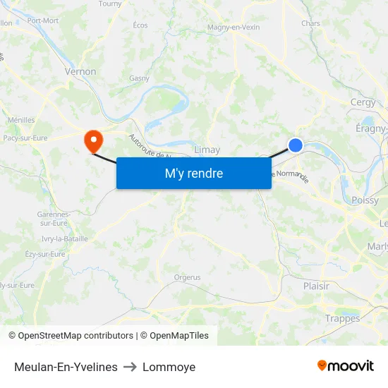 Meulan-En-Yvelines to Lommoye map