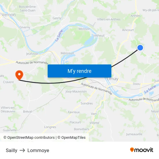 Sailly to Lommoye map