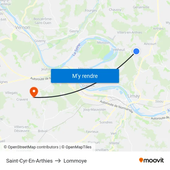 Saint-Cyr-En-Arthies to Lommoye map