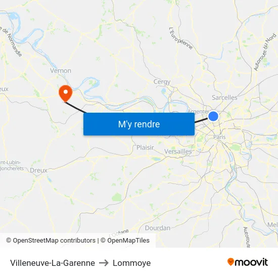 Villeneuve-La-Garenne to Lommoye map