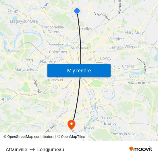 Attainville to Longjumeau map