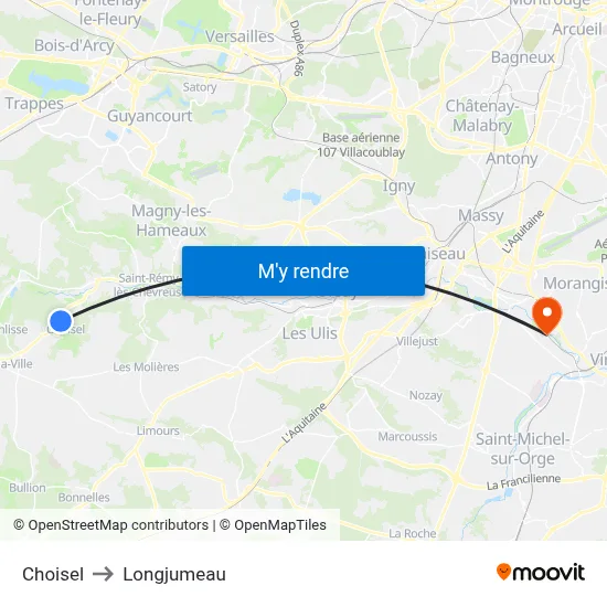Choisel to Longjumeau map
