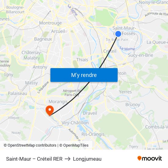 Saint-Maur – Créteil RER to Longjumeau map