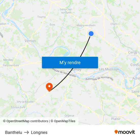 Banthelu to Longnes map