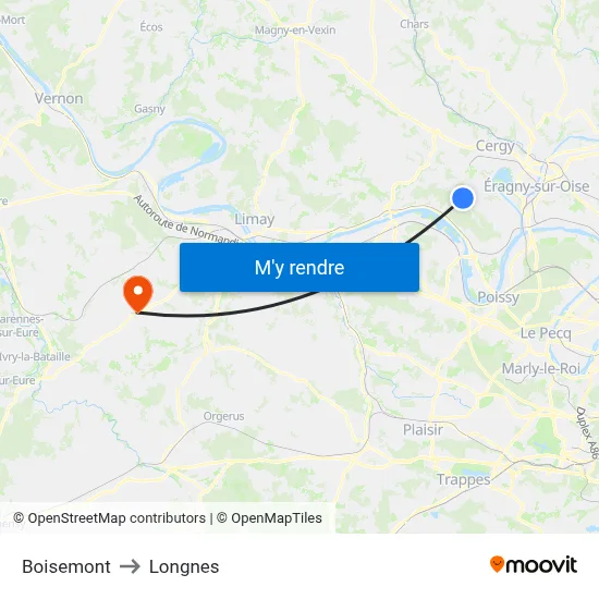 Boisemont to Longnes map