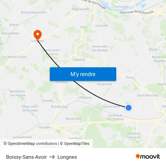 Boissy-Sans-Avoir to Longnes map