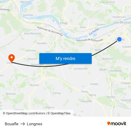 Bouafle to Longnes map