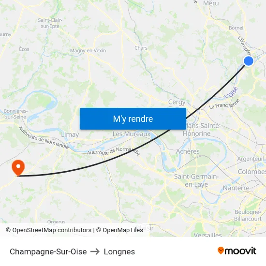 Champagne-Sur-Oise to Longnes map
