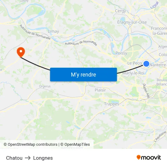 Chatou to Longnes map