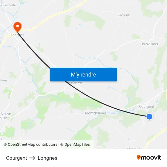 Courgent to Longnes map