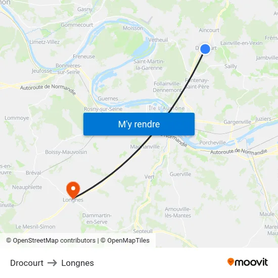 Drocourt to Longnes map