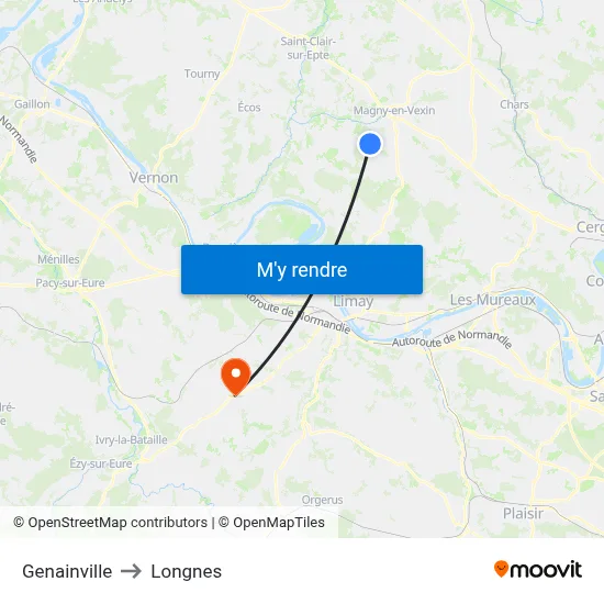 Genainville to Longnes map