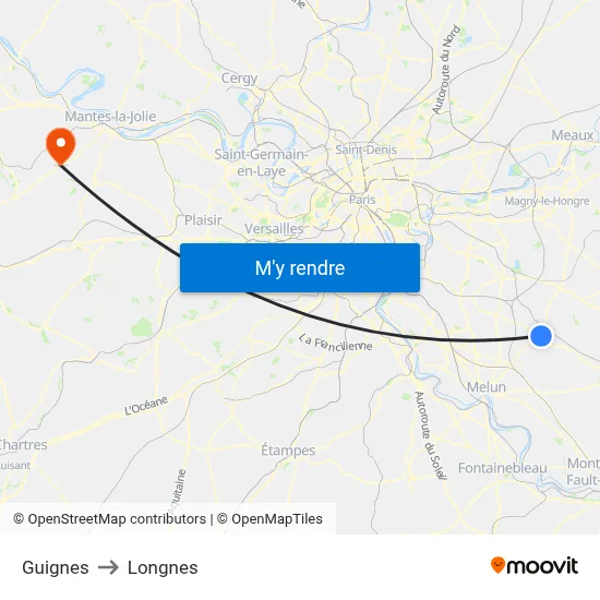 Guignes to Longnes map