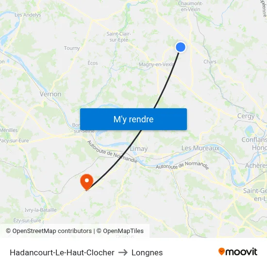 Hadancourt-Le-Haut-Clocher to Longnes map