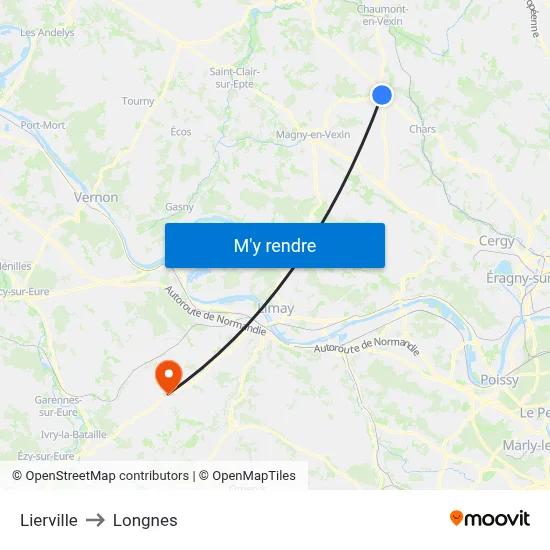 Lierville to Longnes map