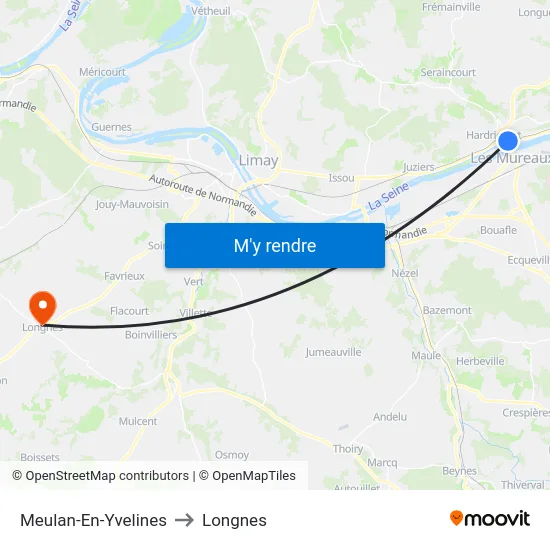 Meulan-En-Yvelines to Longnes map
