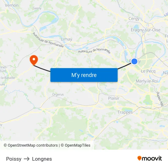 Poissy to Longnes map