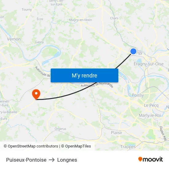 Puiseux-Pontoise to Longnes map