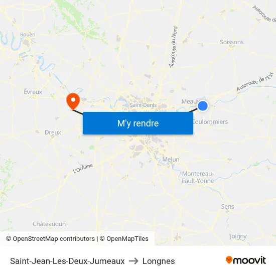 Saint-Jean-Les-Deux-Jumeaux to Longnes map
