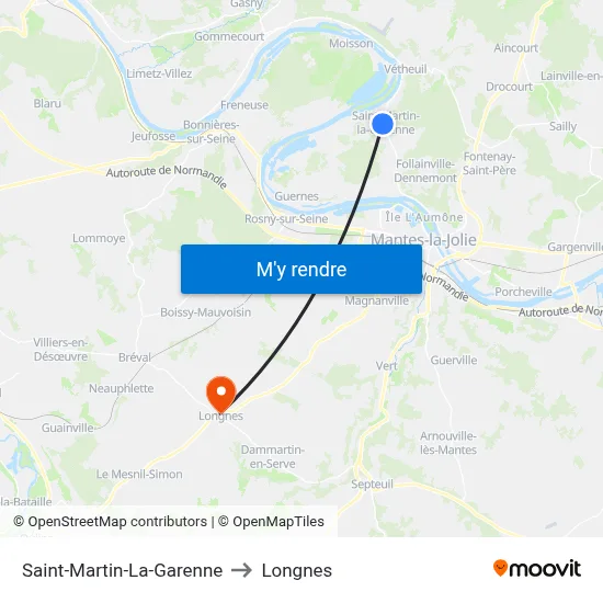 Saint-Martin-La-Garenne to Longnes map