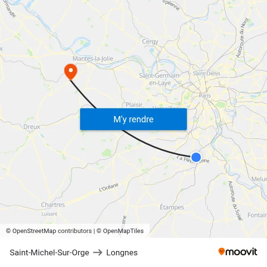 Saint-Michel-Sur-Orge to Longnes map