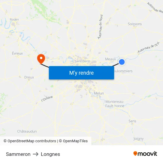 Sammeron to Longnes map