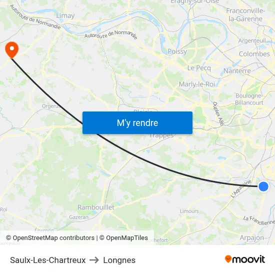 Saulx-Les-Chartreux to Longnes map