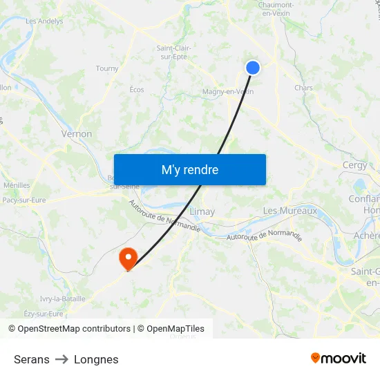 Serans to Longnes map