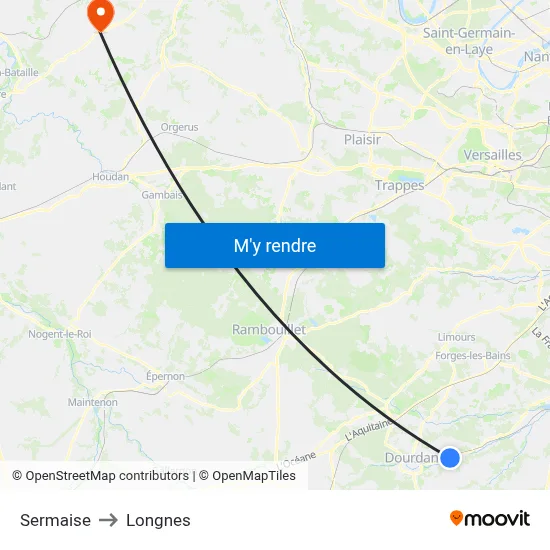 Sermaise to Longnes map