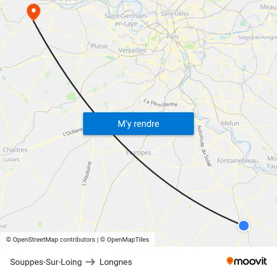 Souppes-Sur-Loing to Longnes map
