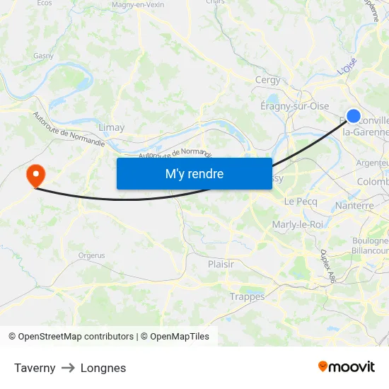 Taverny to Longnes map