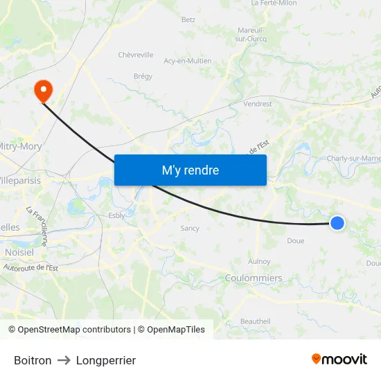 Boitron to Longperrier map