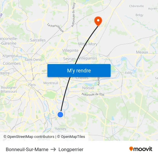 Bonneuil-Sur-Marne to Longperrier map
